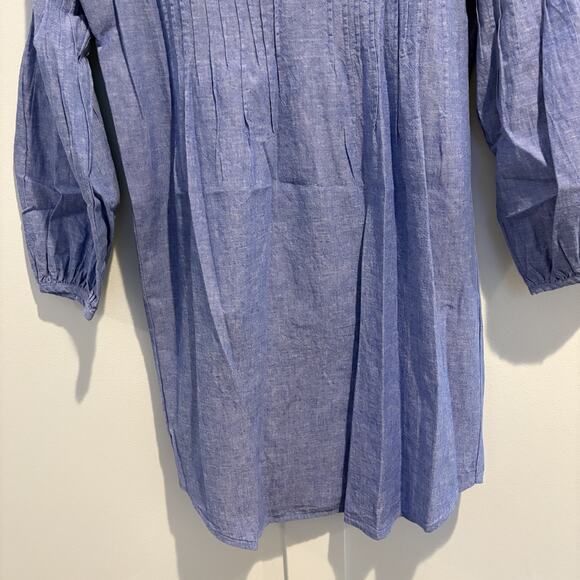 Vineyard Vines Tunic Dress Womens Extra Small Blue Cotton Linen Pintuck Boho XS - Picture 4 of 12